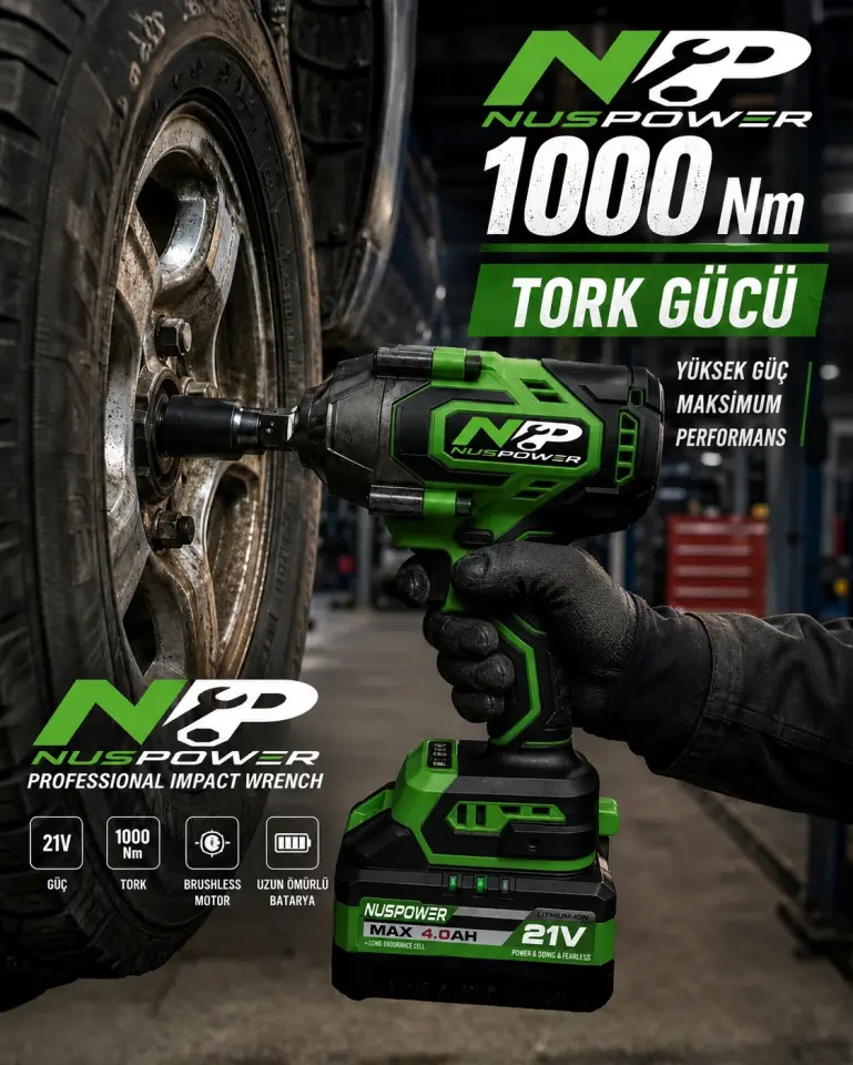 1000 Nm Yeşil Akülü Somun Sıkma Makinesi
