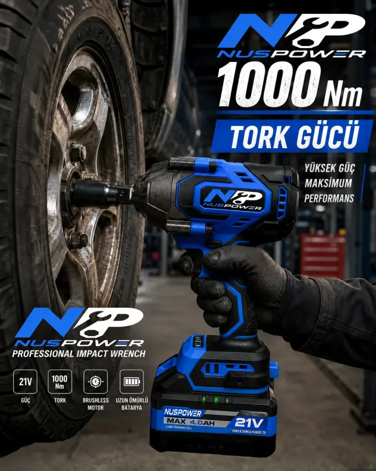 1000 Nm Mavi Akülü Somun Sıkma Makinesi