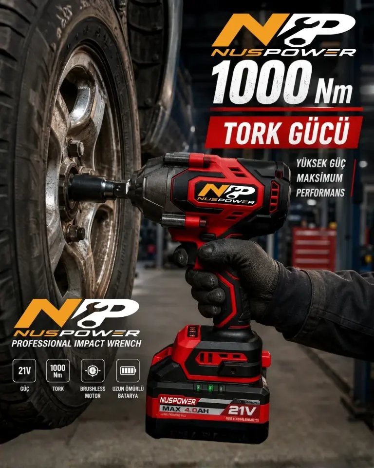 1000 Nm Kırmızı Akülü Somun Sıkma Makinesi