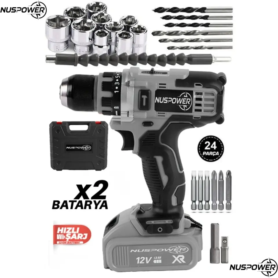 12V Sarı Çelik Mandrenli Akülü Matkap