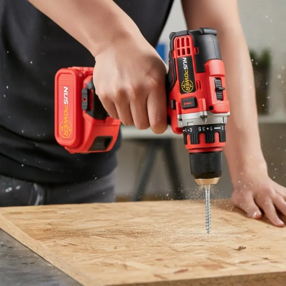 NusPower Çelik Mandrenli Metal Şanzıman Şarjlı Matkap – 24 Parça Akülü Vidalama Seti 12V - Kırmızı